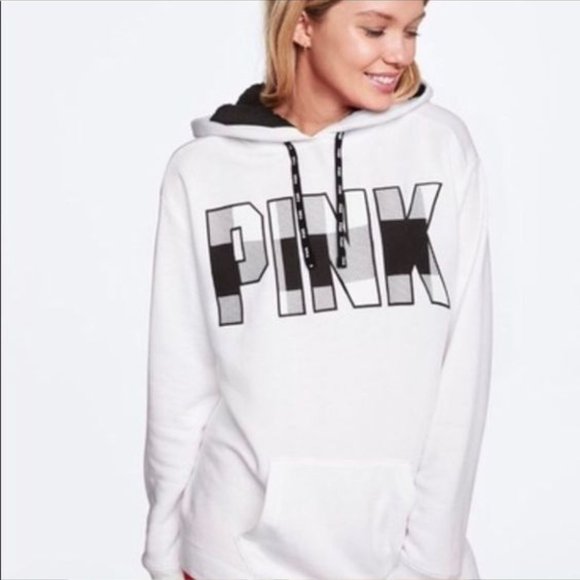 PINK Victoria's Secret Tops - PINK Victoria’s Secret Plaid Pullover Sherpa Sweatshirt